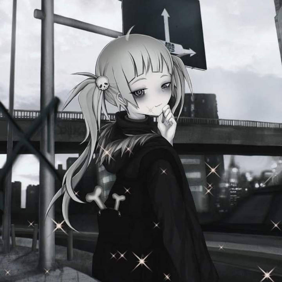 Msichana Aesthetic wa Anime wa Mitindo ya Gothic na Emo Picha ya Ukuta