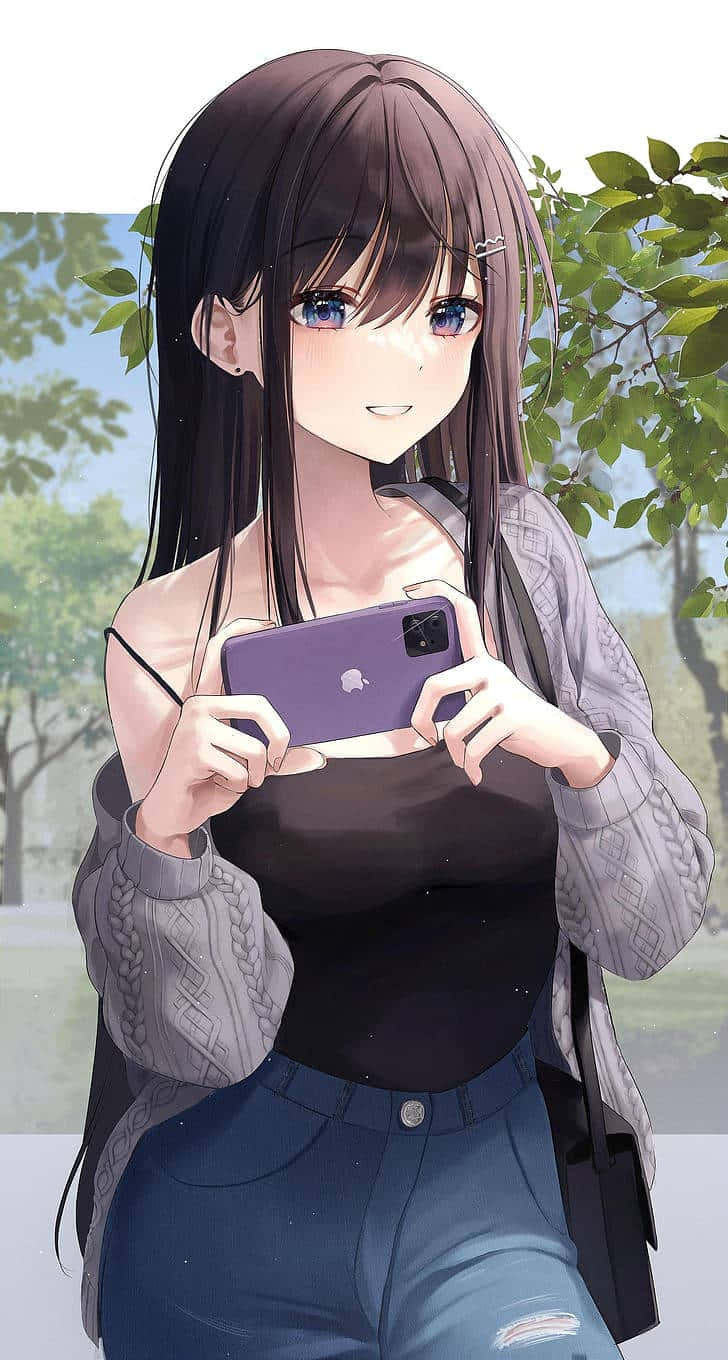 Msichana Mdogo wa Anime Anasalimia Ulimwengu Picha ya Ukuta