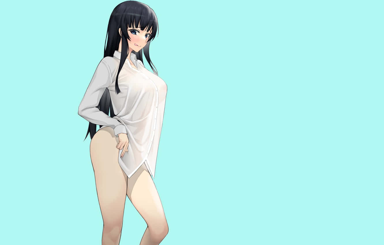 Msichana Mrembo wa Anime Akiwa Katika Mkao wa Kuvutia Picha ya Ukuta
