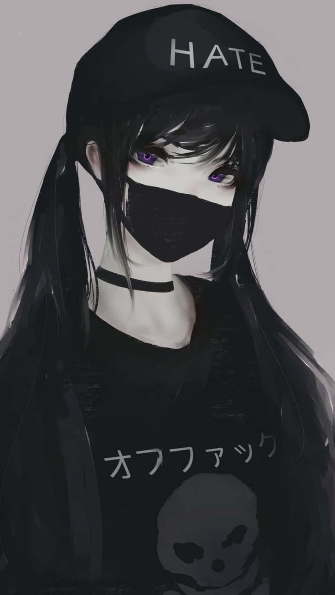 Msichana Mwenye Nywele za Kukamata Aesthetic Nyeusi Anime Pfp Picha ya Ukuta