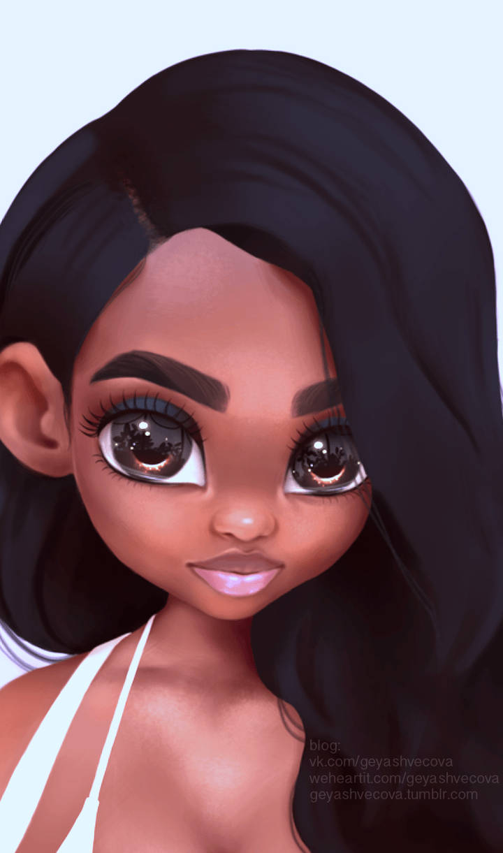 Msichana Mweusi Mrembo wa Anime Mwenye Nywezi Nyeusi Picha ya Ukuta