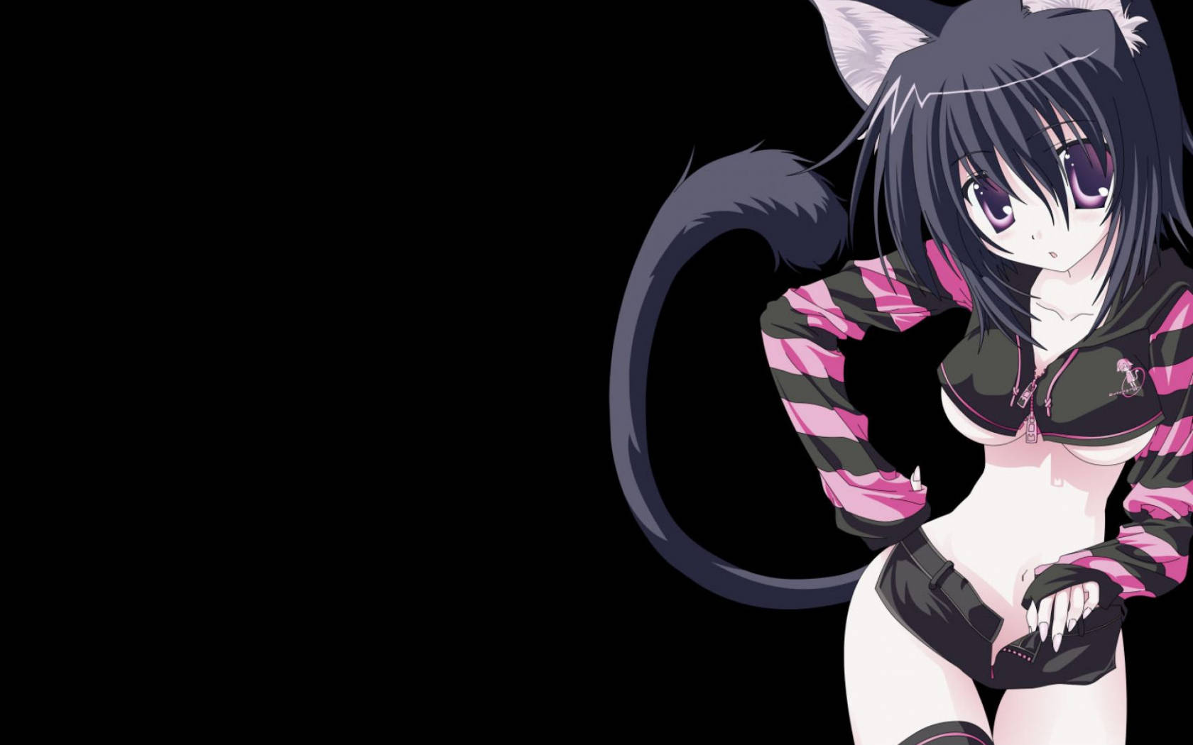 Msichana Mweusi Mrembo wa Anime Wolf Picha ya Ukuta