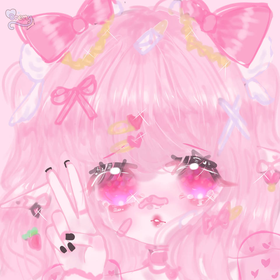 Msichana Mzuri wa Anime wa PFP wa Rangi ya Pinki Picha ya Ukuta
