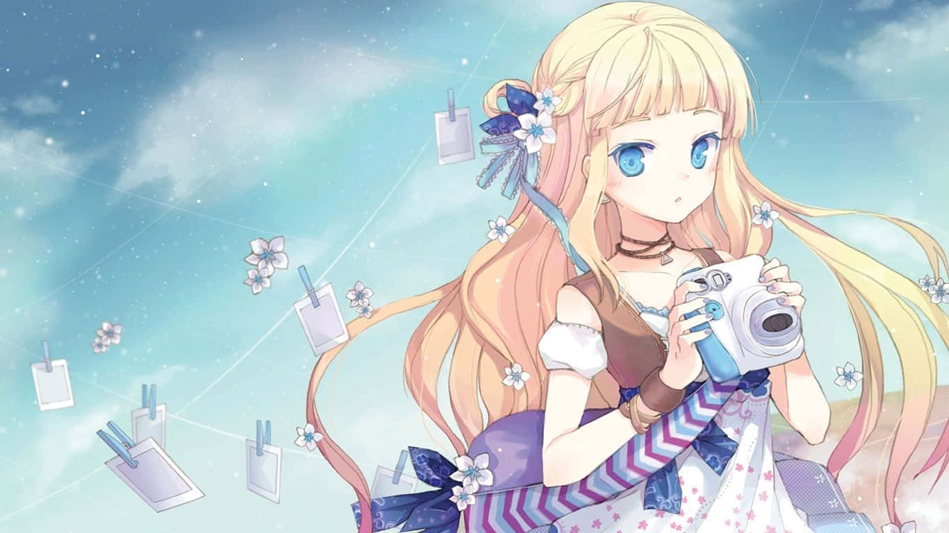 Msichana mzuri wa anime nzuri kwa PC Picha ya Ukuta