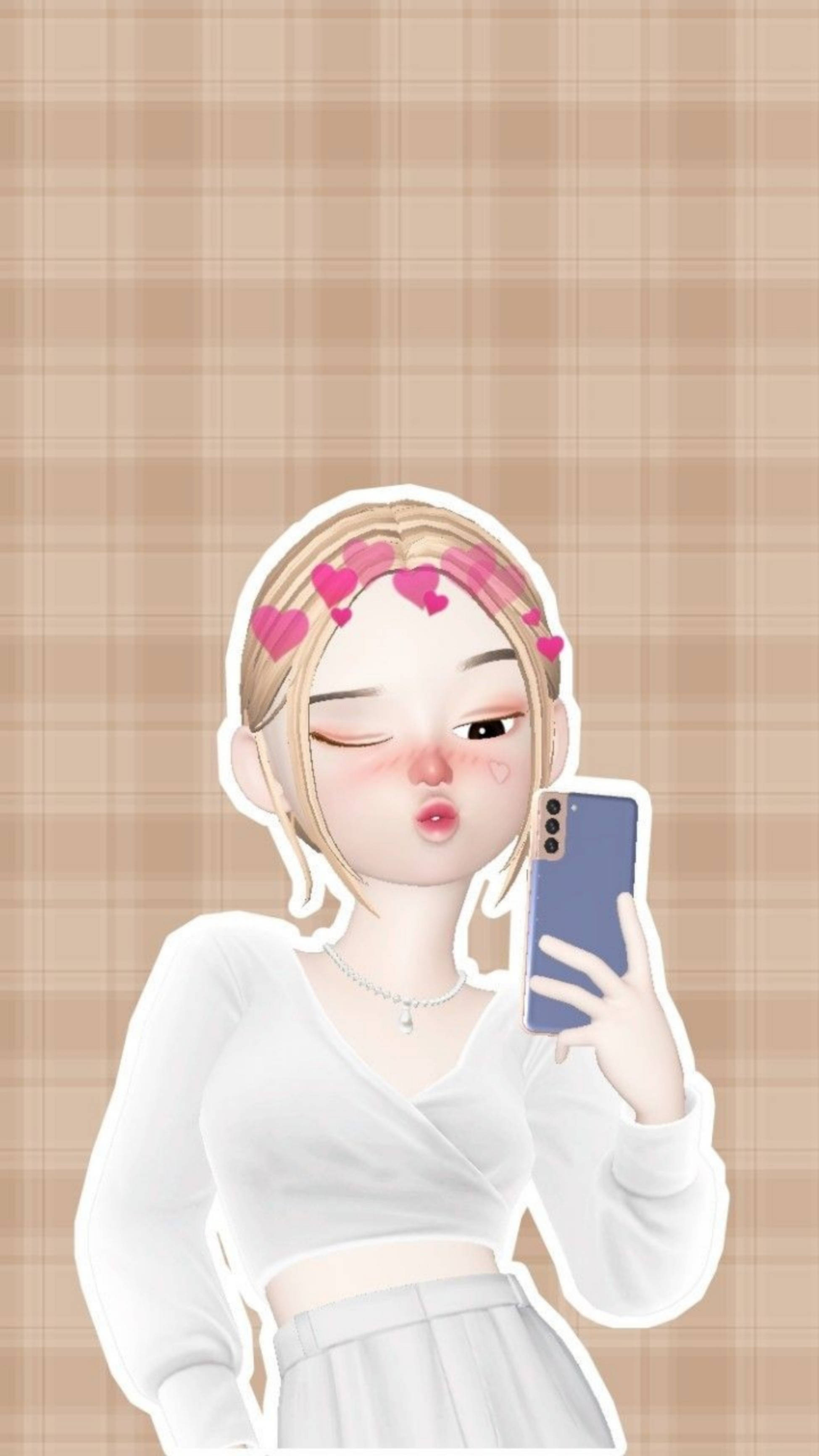 Msichana Mzuri wa Zepeto Mwenye Midomo Iliyonyooka Picha ya Ukuta