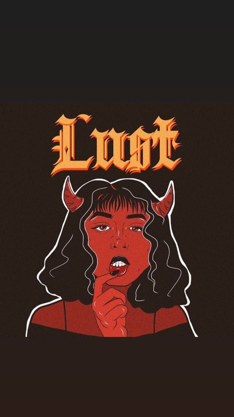 Msichana Shetani wa Grunge wa Halloween Picha ya Ukuta