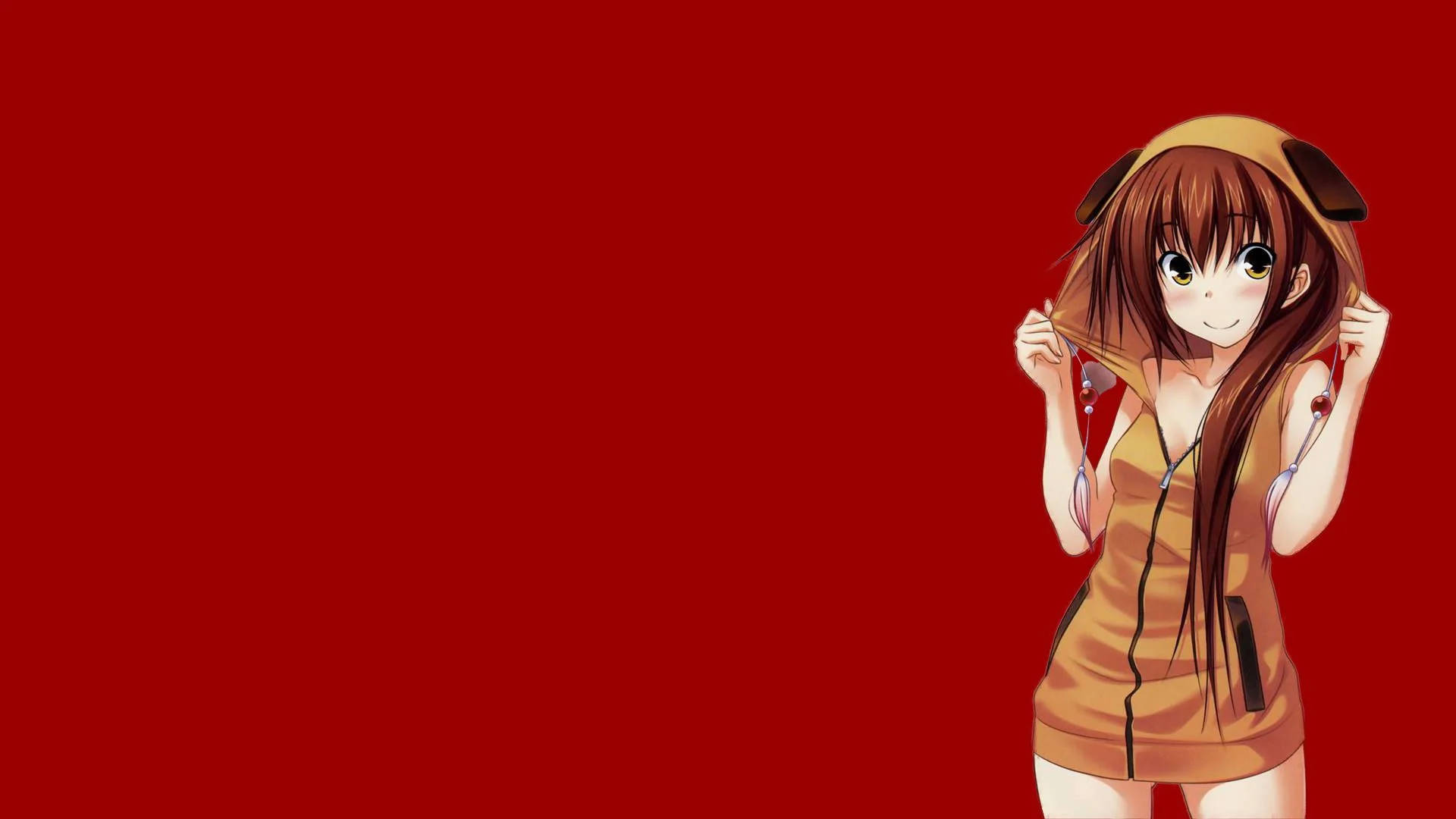 Msichana wa Anime Kazuko Kawakami Akiwa na Hoodie Picha ya Ukuta
