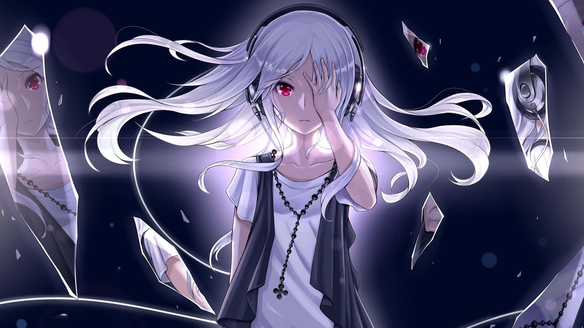 Msichana wa Anime Mweusi na Kijivu 1920x1080 Picha ya Ukuta