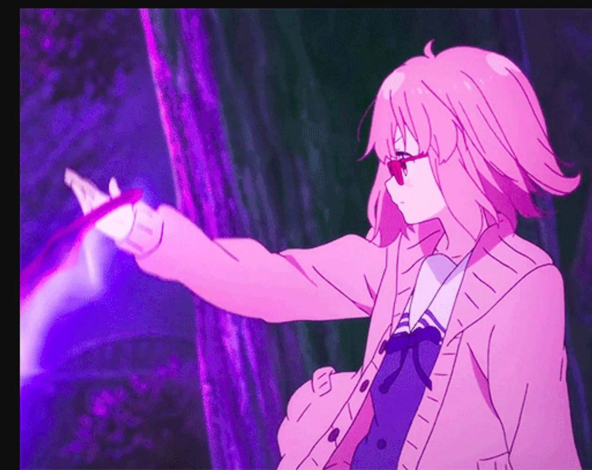 Msichana wa Anime Aesthetic Pink Picha ya Ukuta