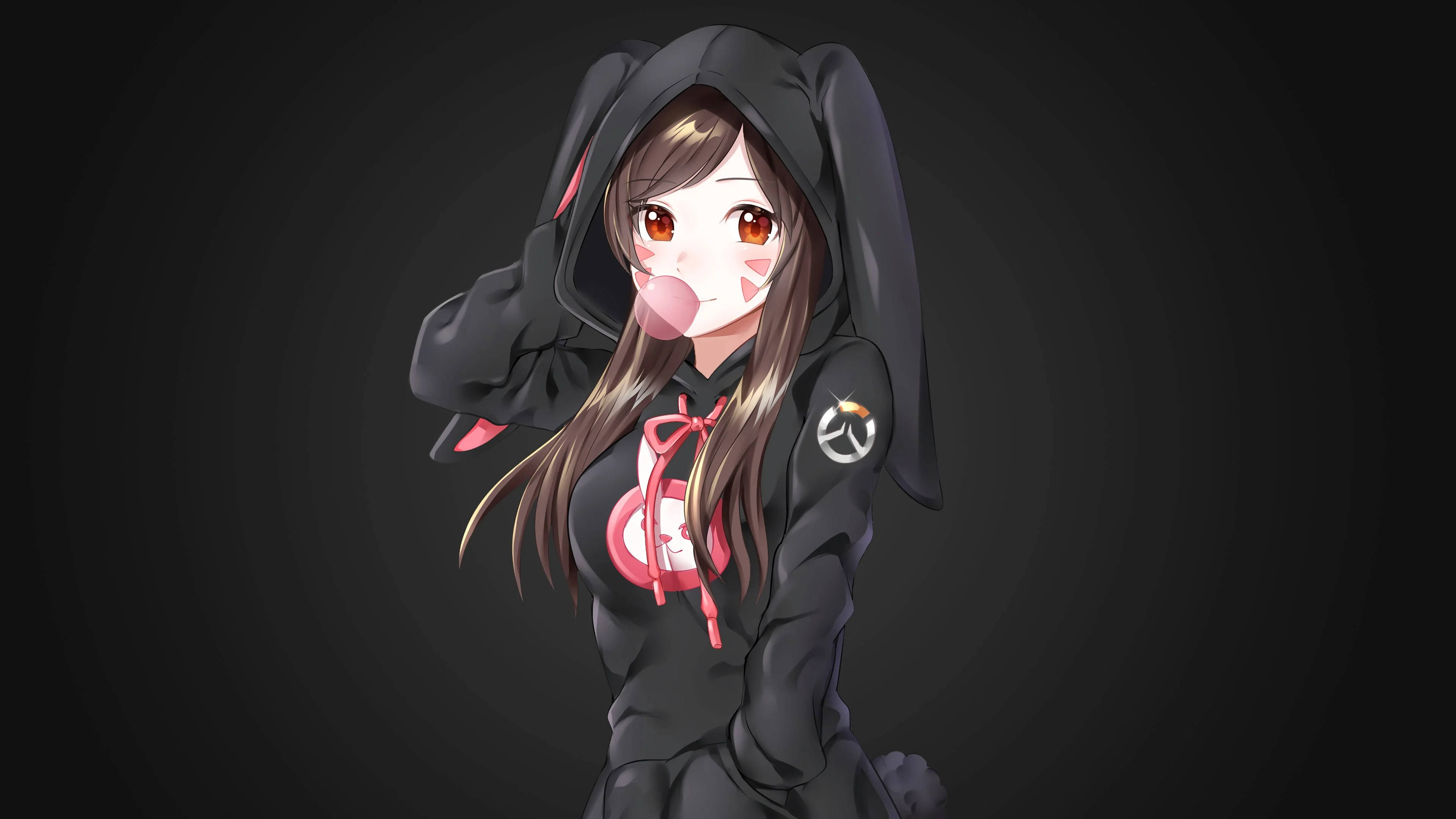 Msichana wa Anime Hoodie D.Va Picha ya Ukuta