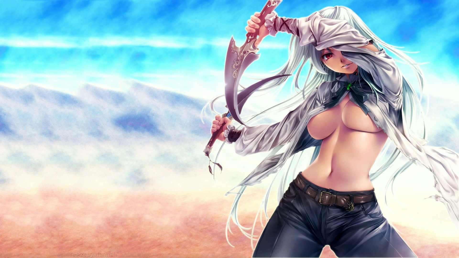 Msichana wa Anime wa 3D Mwenye Kuvutia Picha ya Ukuta