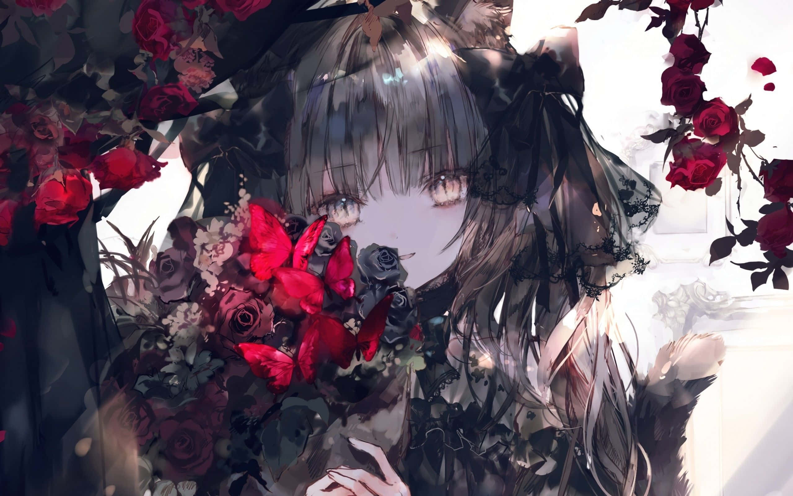 Msichana wa Anime wa Gothic Anayevutia Picha ya Ukuta