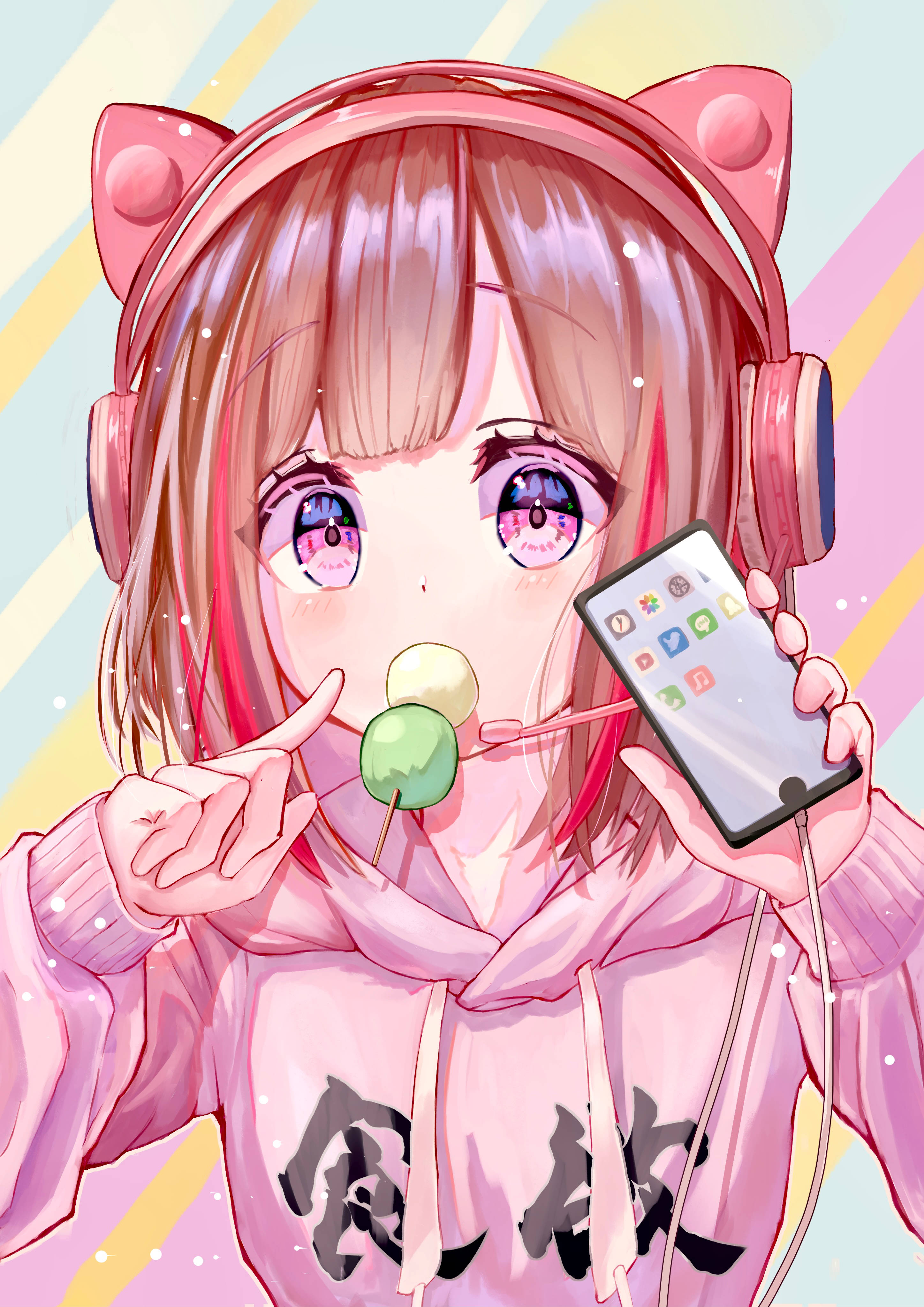 Msichana wa Muziki Anime Simu Picha ya Ukuta