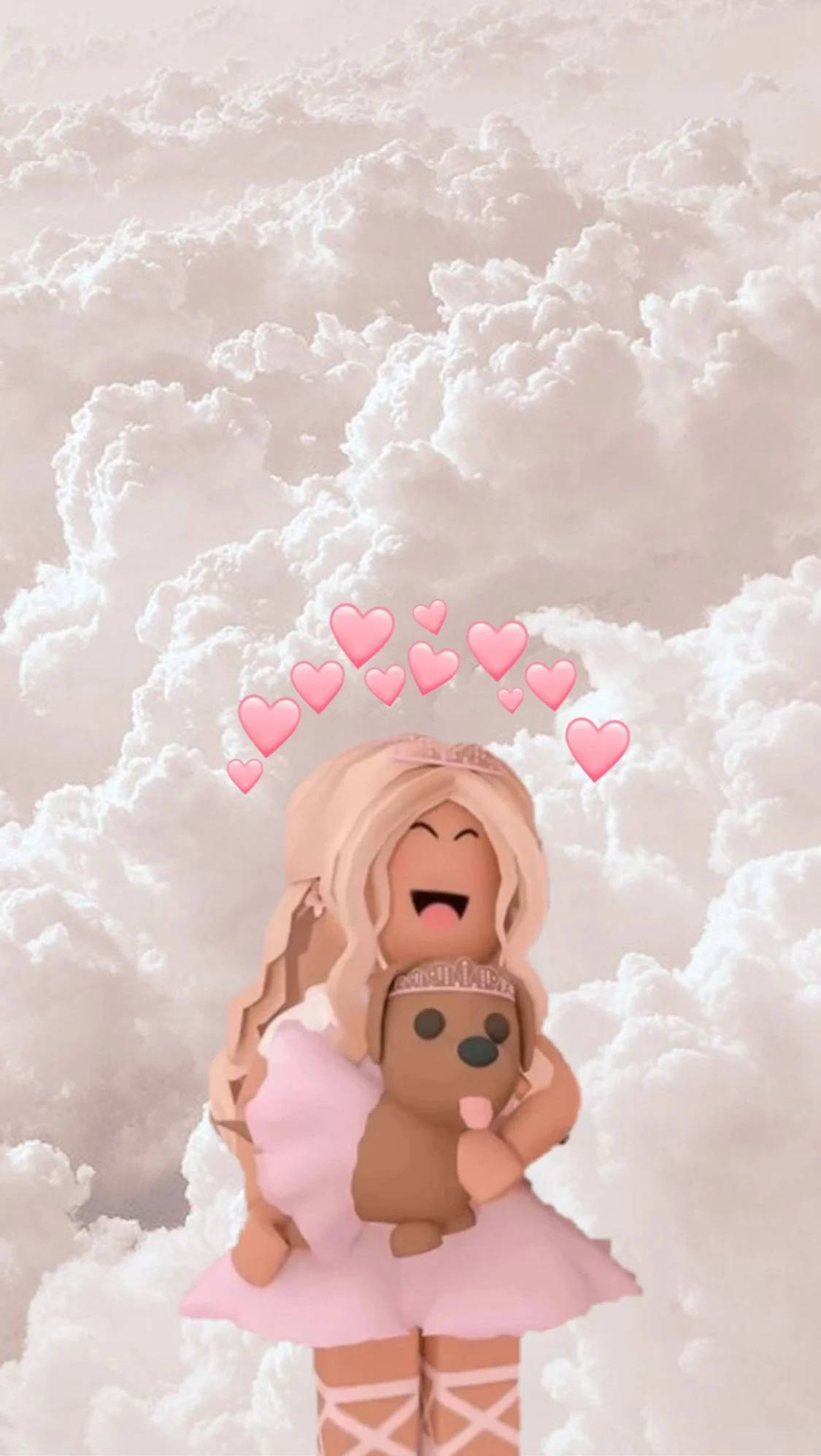 Msichana wa Roblox Aesthetic na Mbwa Mawingu Picha ya Ukuta