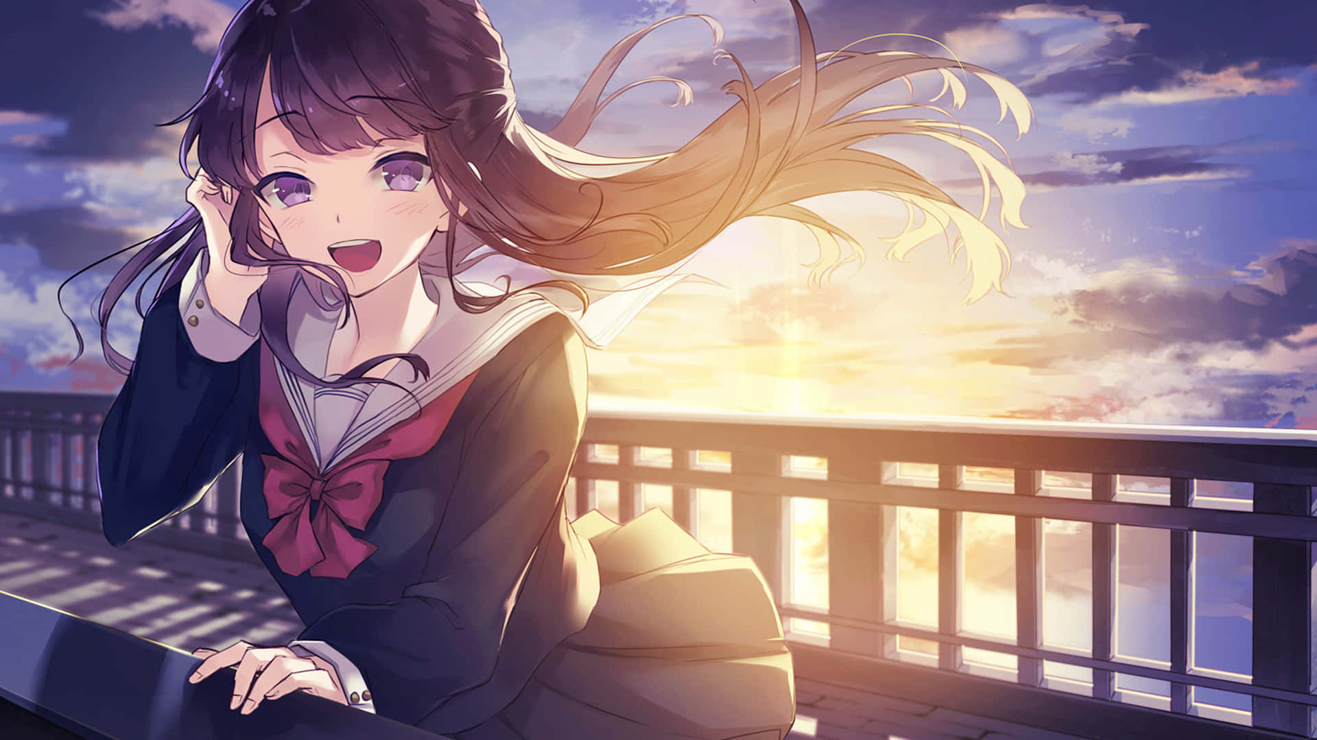 Msichana wa Shule wa Anime Mrembo Nightcore Apollo Picha ya Ukuta