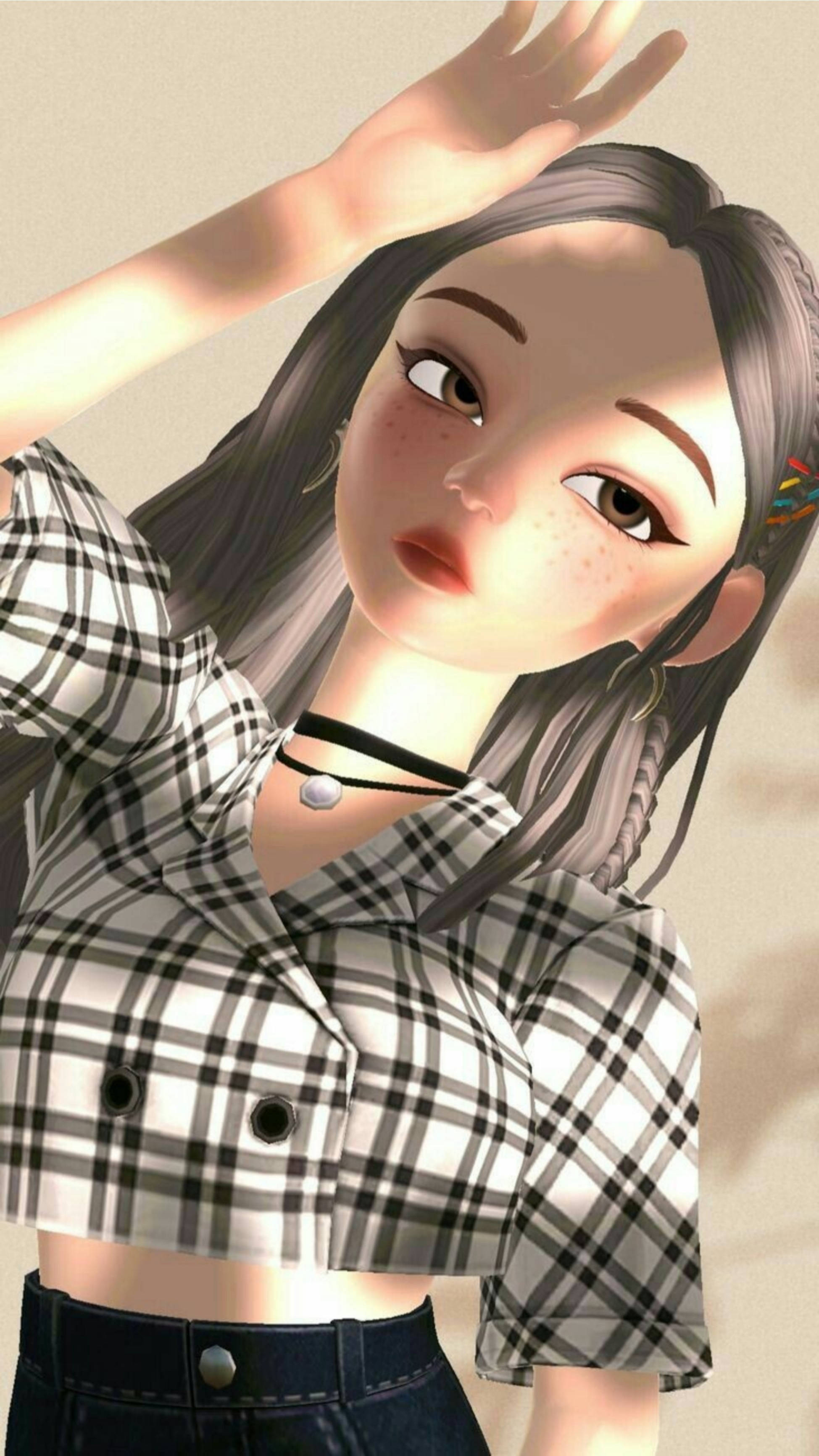 Msichana wa Zepeto Aesthetic Akiwa Silhouette Picha ya Ukuta