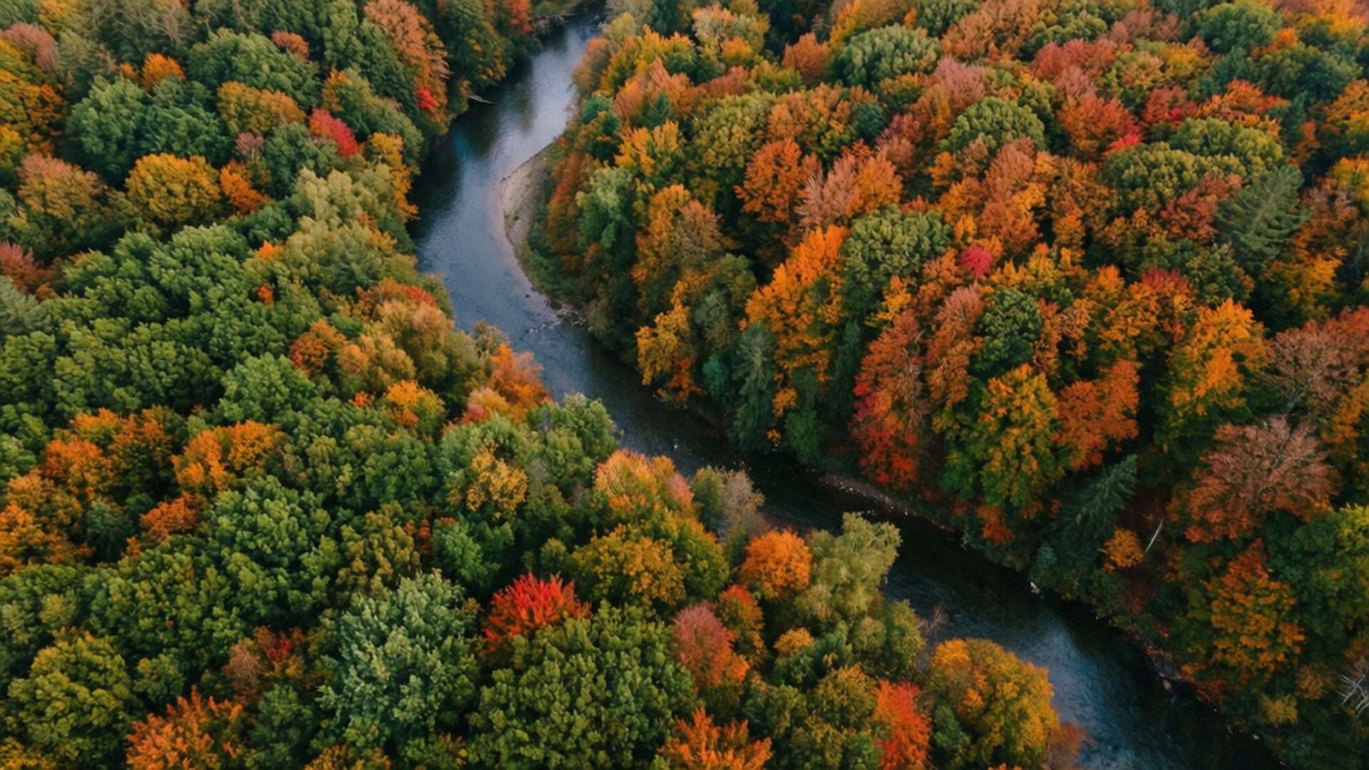 Msitu wa Autumn kutoka Angani Picha ya Ukuta