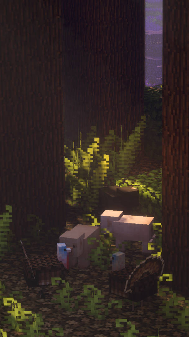 Msitu wa Giza Uliokuwa Siri wa Minecraft Aesthetic Picha ya Ukuta