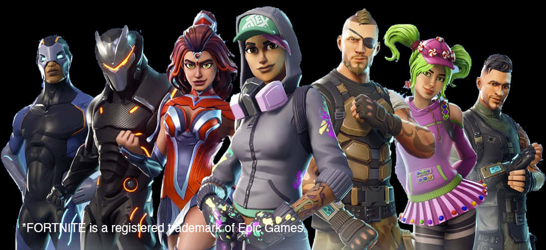 Mstari wa Wahusika wa Fortnite Picha ya Ukuta
