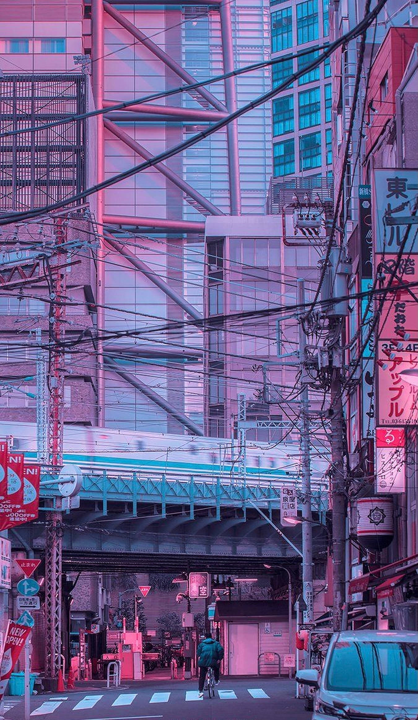 Mtaa wa Tokyo wa Kupendeza kwa iPhone Picha ya Ukuta