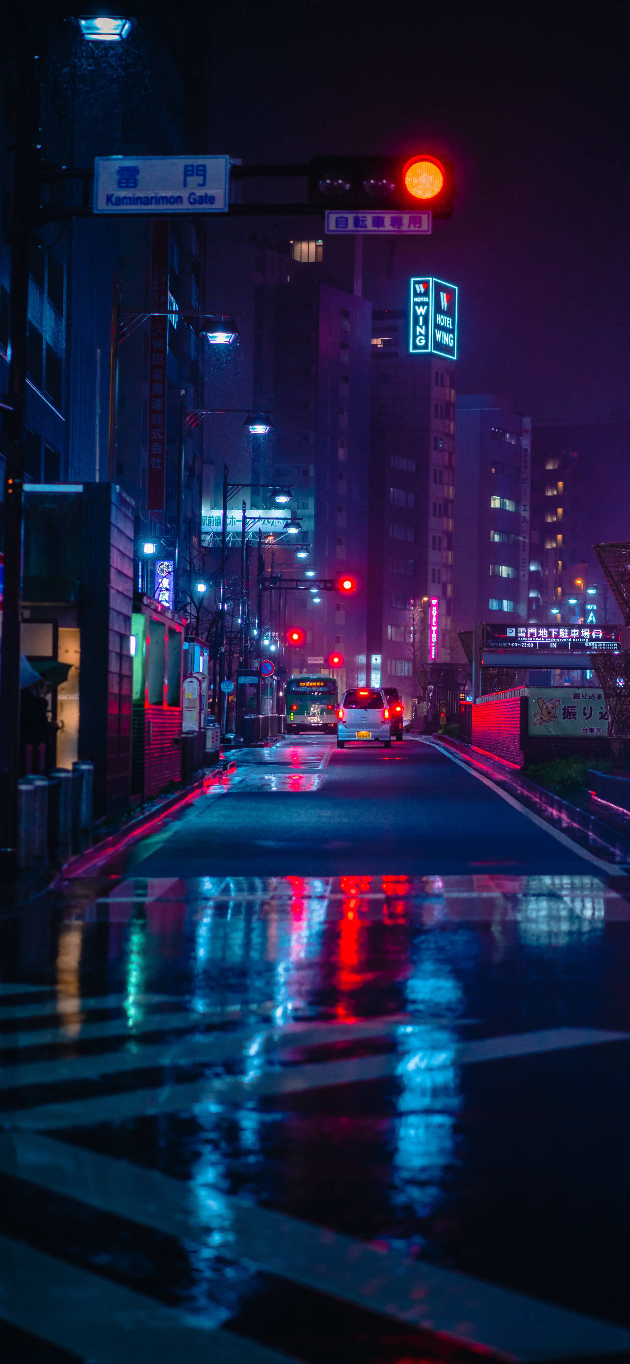 Mtasiri wa Neon wa Jiji iPhone Picha ya Ukuta