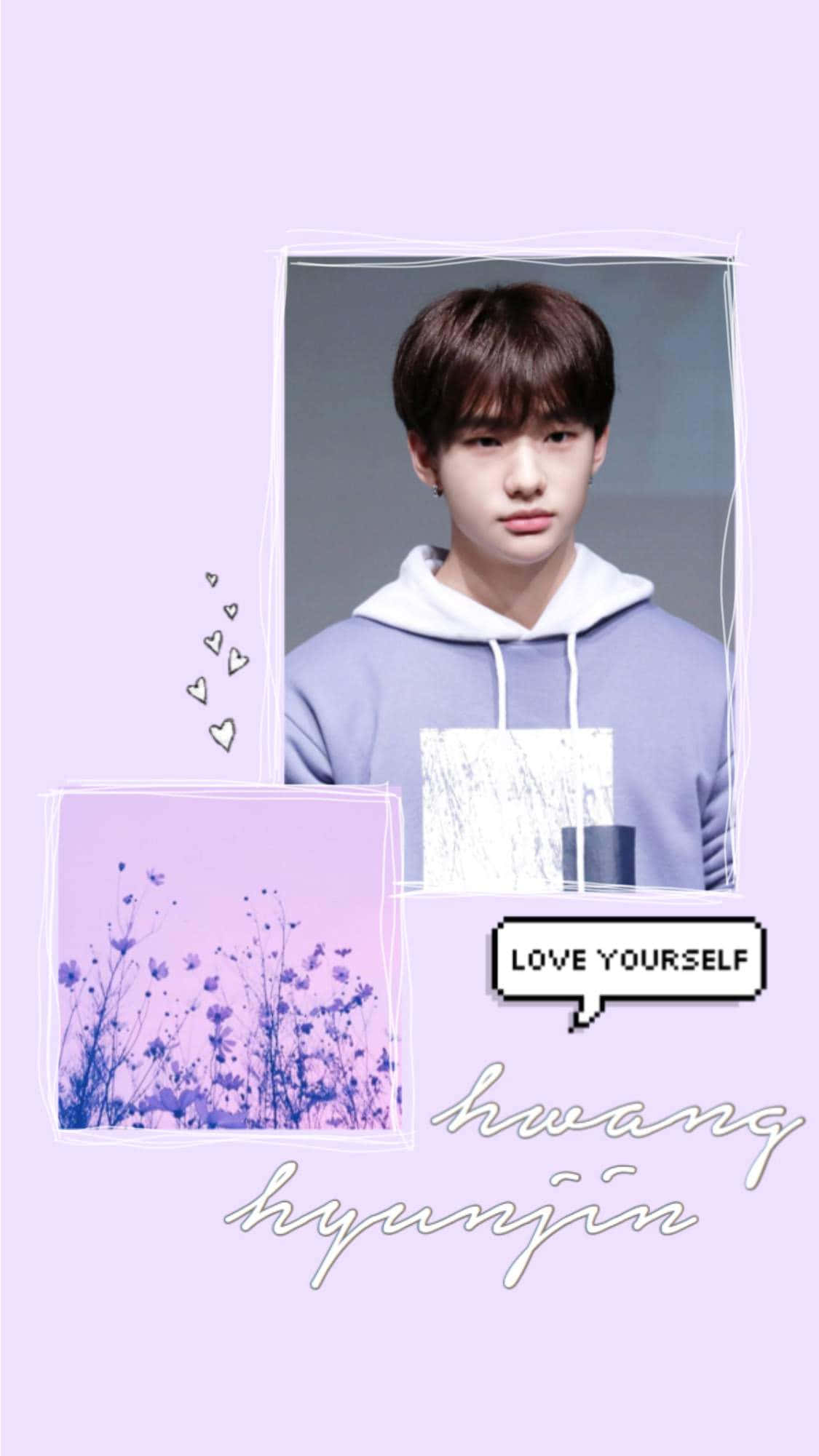 Mtayarishaji wa Muziki wa Korea Kusini Hyunjin Lilac Aesthetic Picha ya Ukuta
