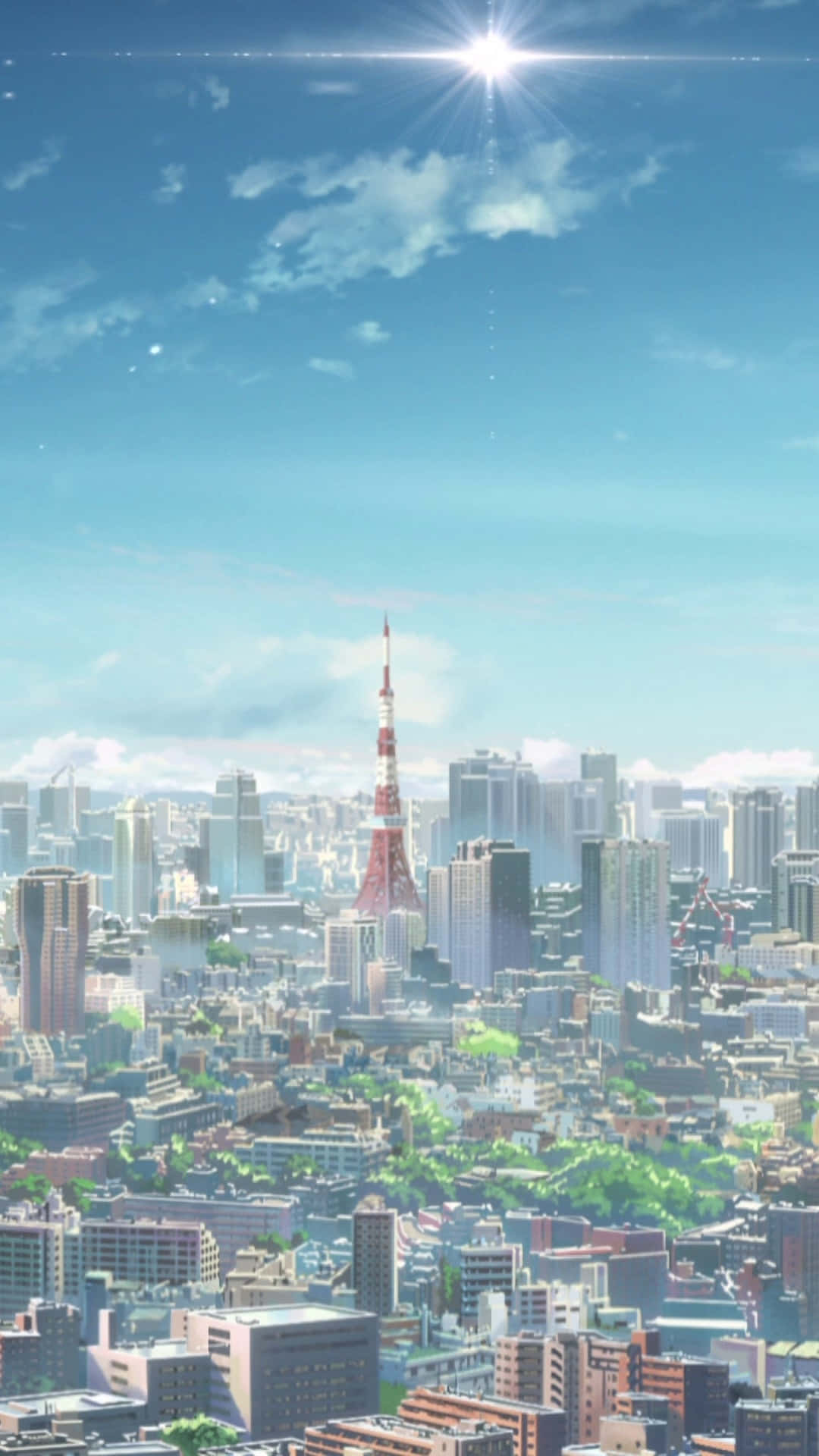 Mtazamo wa Angani wa Mnara wa Tokyo Anime Picha ya Ukuta