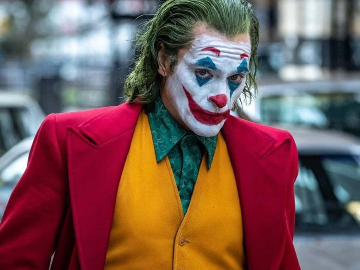 Mtazamo wa kutisha wa Joker mwenye sura ya kutisha Picha ya Ukuta