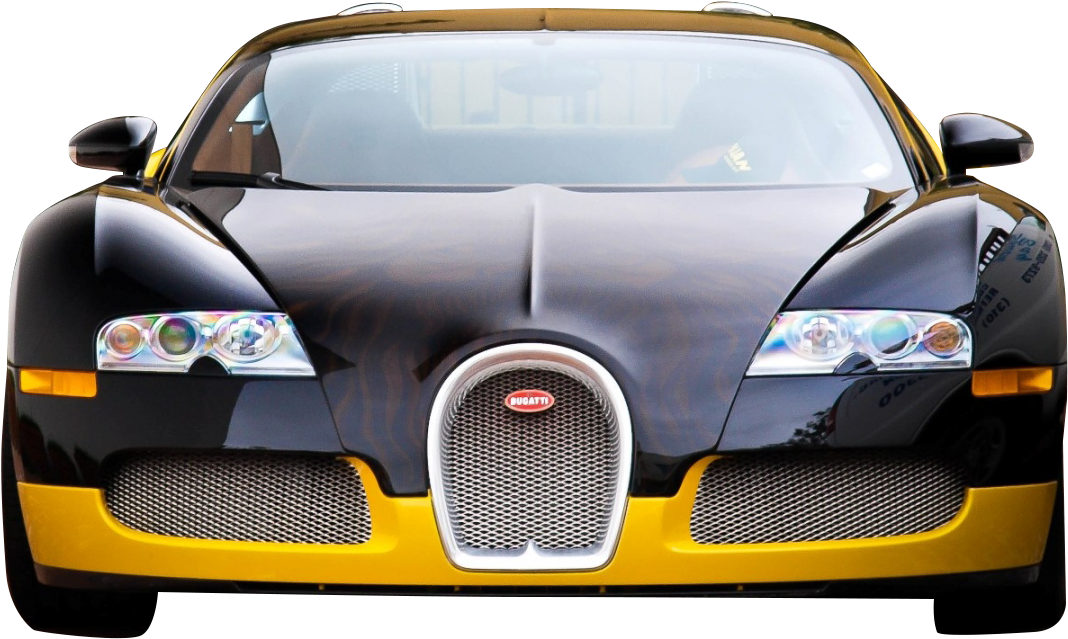 Mtazamo wa Mbele wa Bugatti Veyron Nyeusi na Njano Picha ya Ukuta