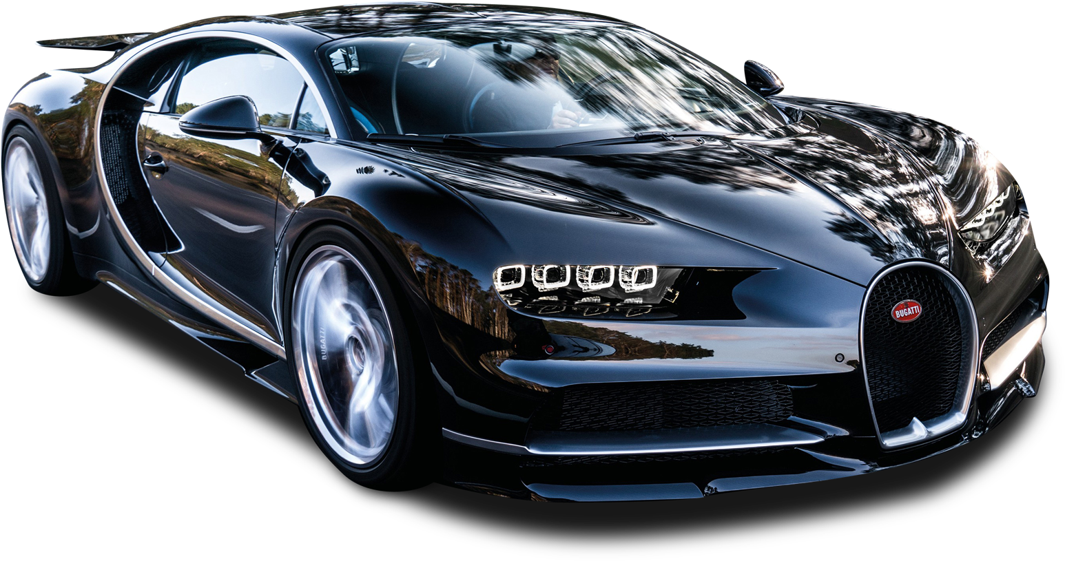 Mtazamo wa Pembeni wa Bugatti Chiron Nyeusi Picha ya Ukuta