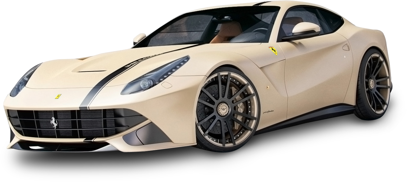 Mtazamo wa Pembeni wa Ferrari Supercar ya Beige Picha ya Ukuta