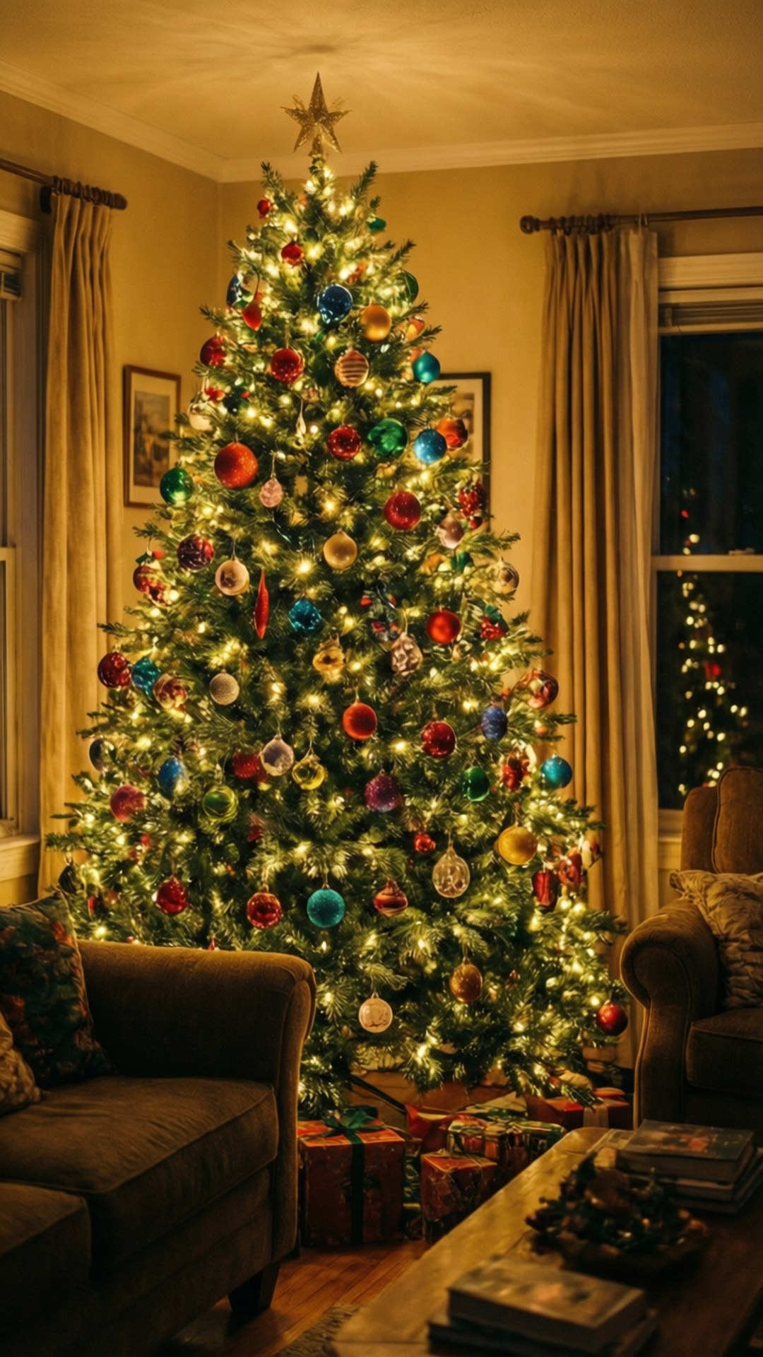 Mti wa Krismasi Unaometameta Picha ya Ukuta