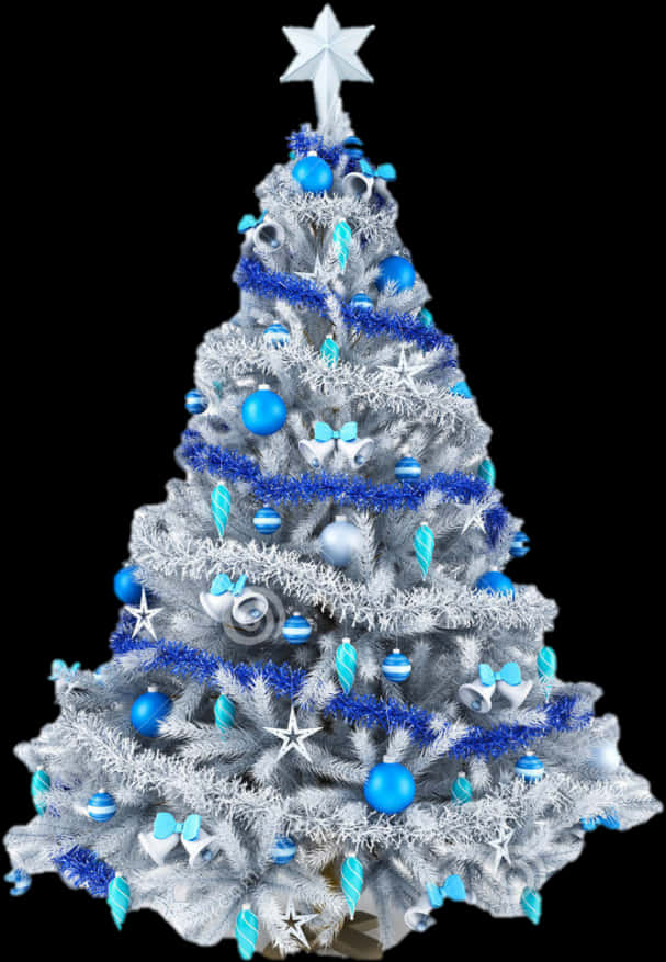 Mti wa Krismasi wa Bluu na Nyeupe Picha ya Ukuta