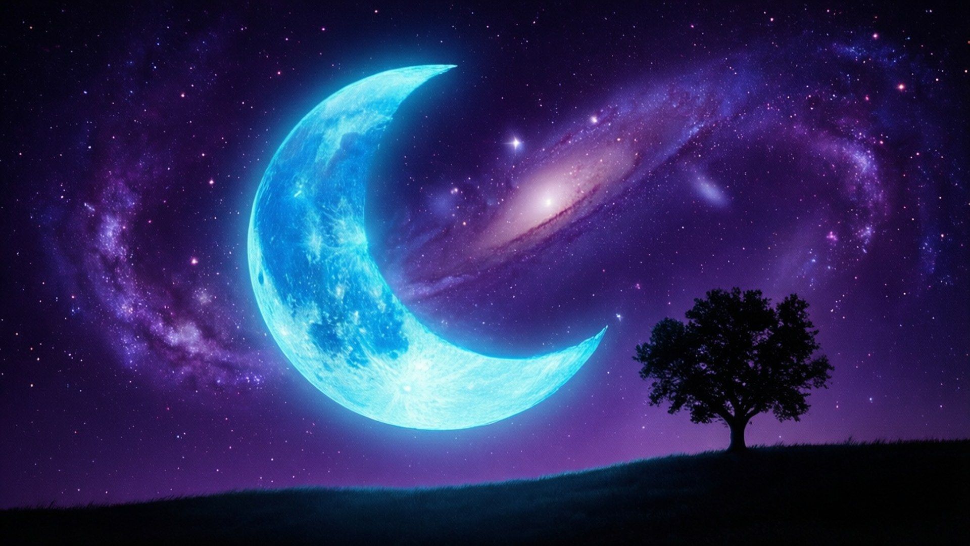 Mti wa Neon Crescent Picha ya Ukuta