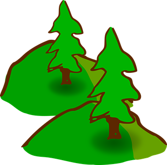 Mti wa Pine kwenye Mlima wa Hills Vector Picha ya Ukuta