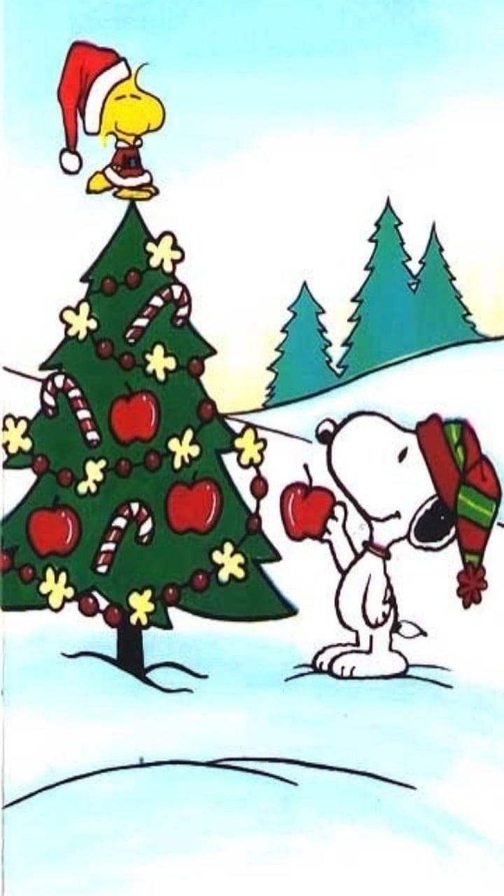 Mti wa Tufaha wa Krismasi wa Snoopy Picha ya Ukuta