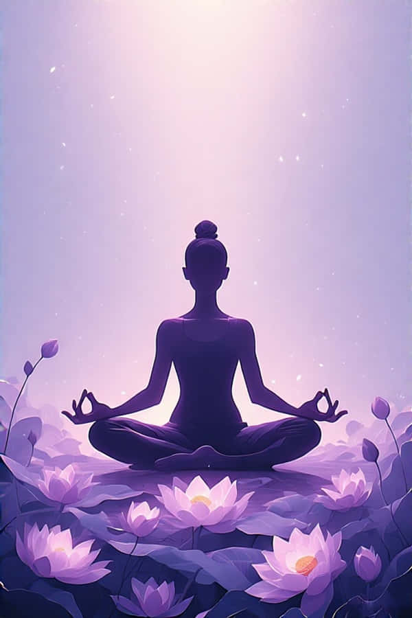 Mtindo Rahisi wa Yoga wa Maua ya Lotus ya Lavender Inayotuliza 4K Picha ya Ukuta
