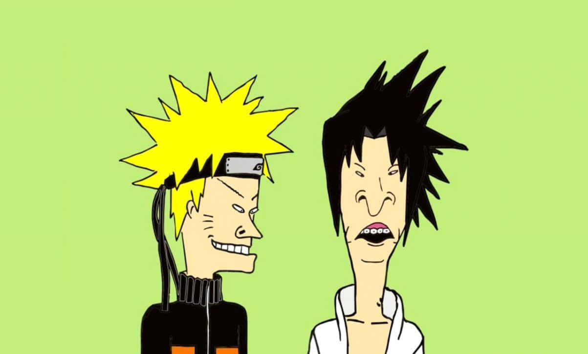 Mtindo wa Sanaa wa Naruto na Sasuke wa Kuchekesha Kama Beavis na Butthead Picha ya Ukuta