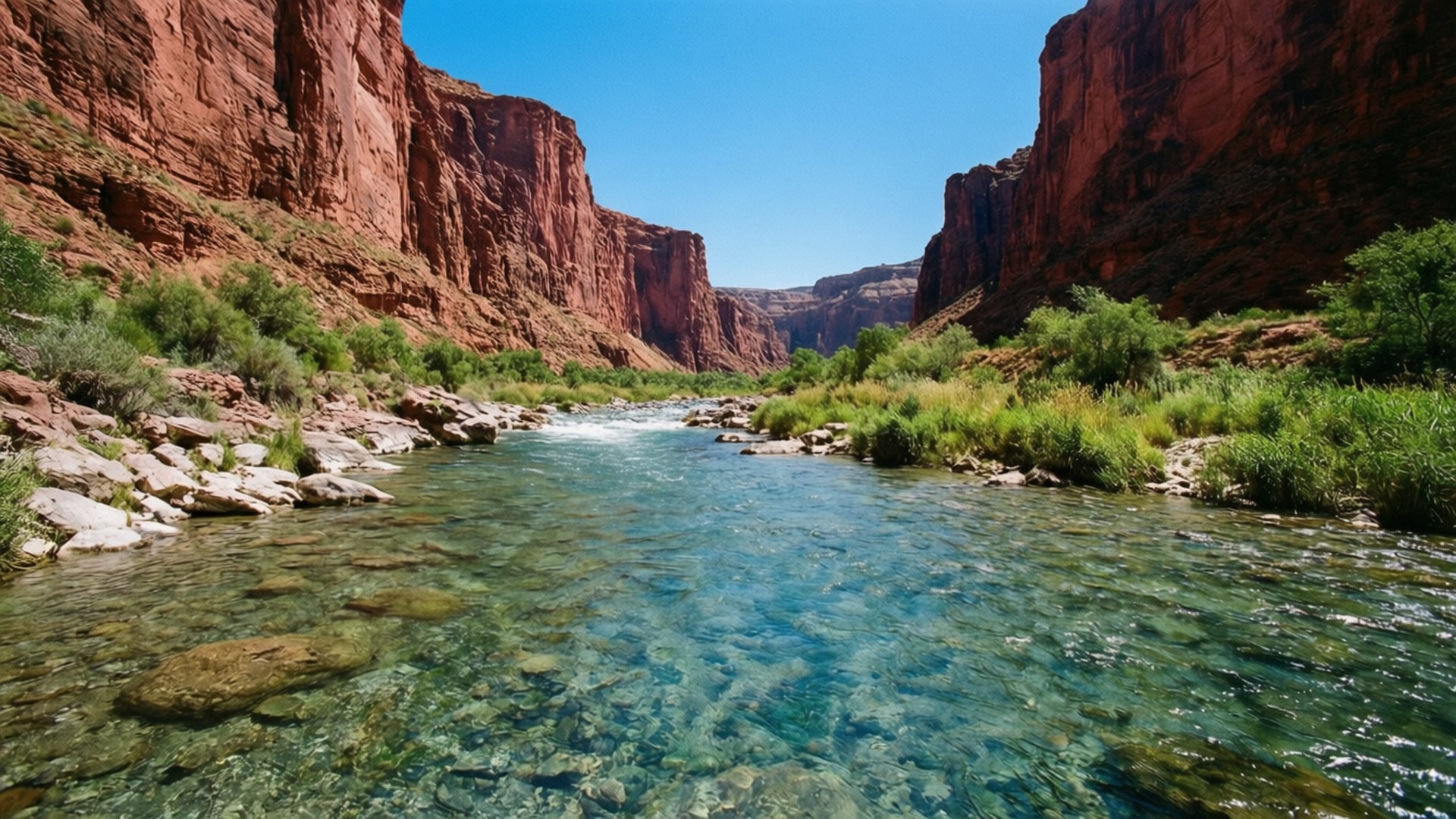 Mtiririko wa Mto wa Canyon Picha ya Ukuta