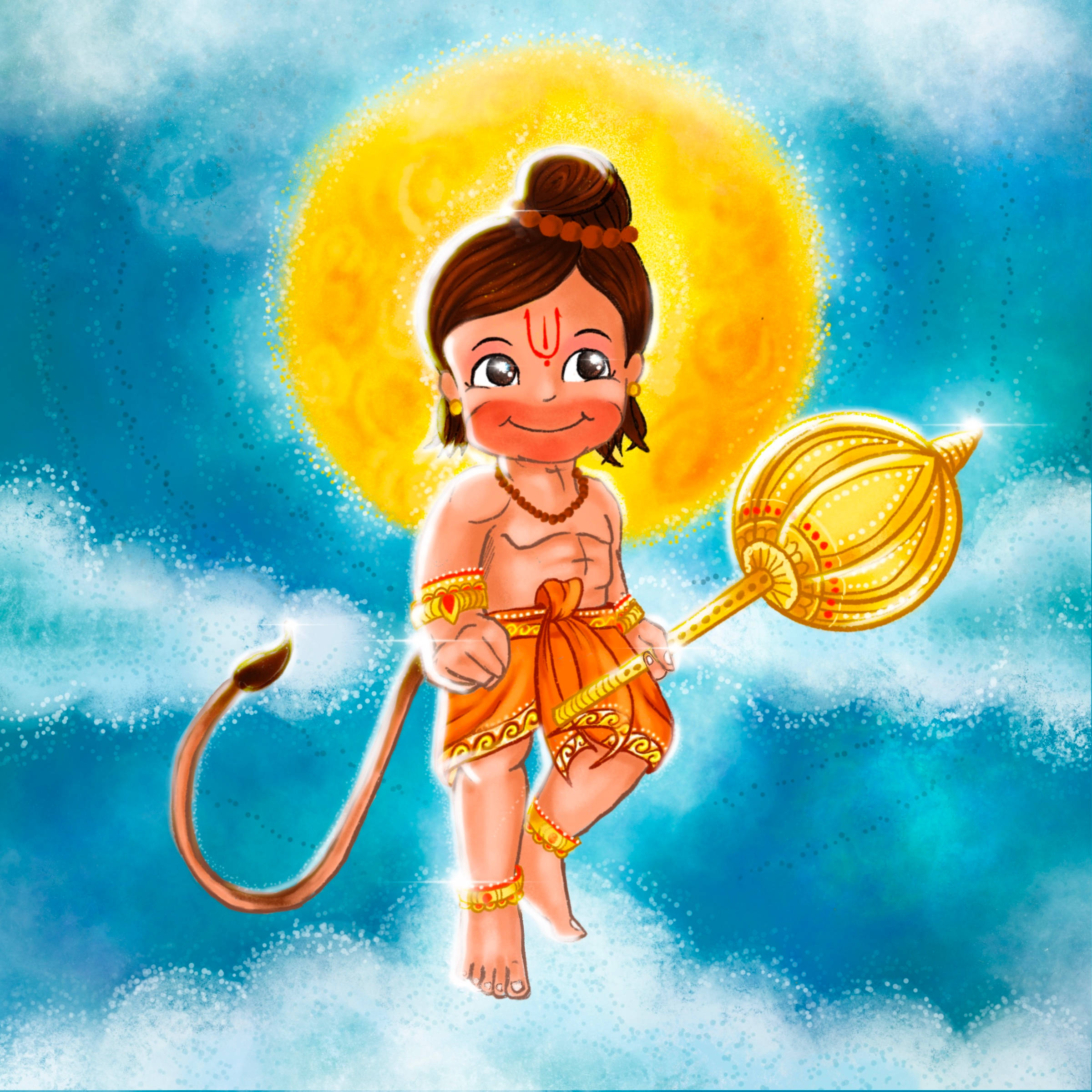 Mtoto Hanuman Jua Gada Picha ya Ukuta