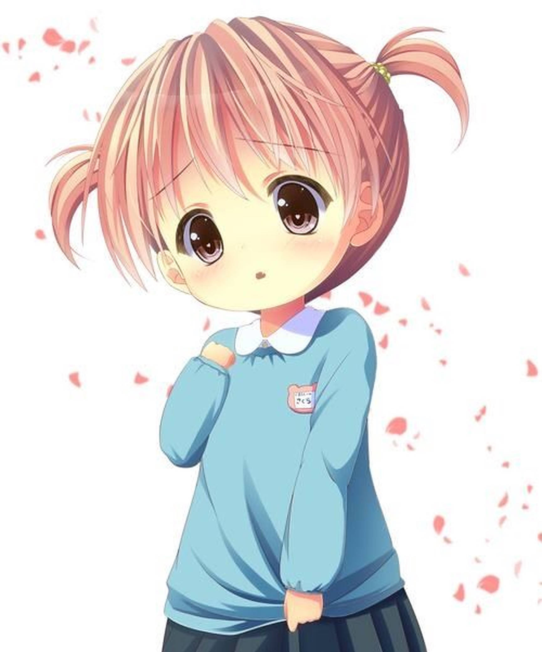 Mtoto wa Anime Mwenye Nywele za Waridi Picha ya Ukuta