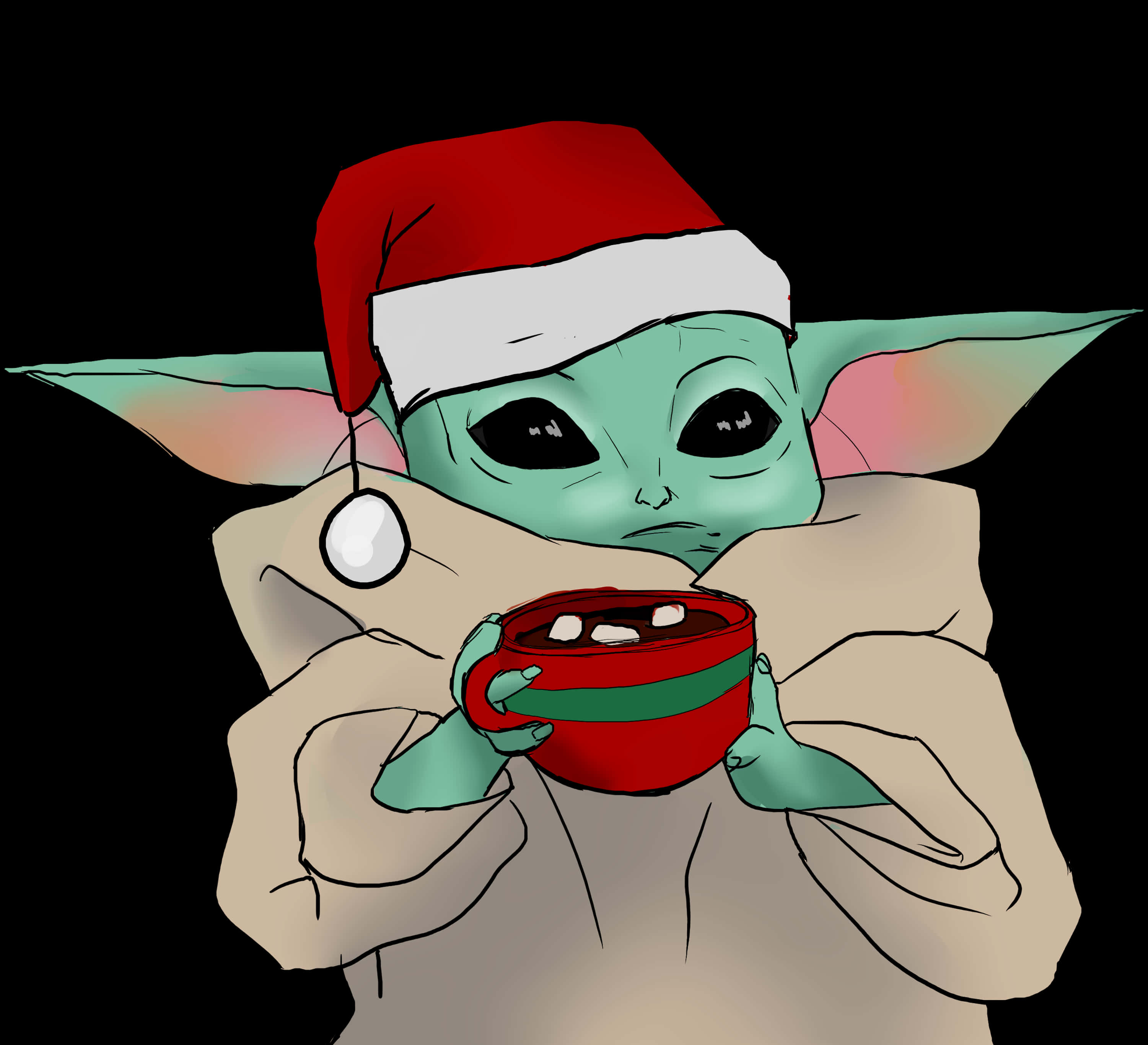 Mtoto wa Likizo Yoda na Kikombe Picha ya Ukuta