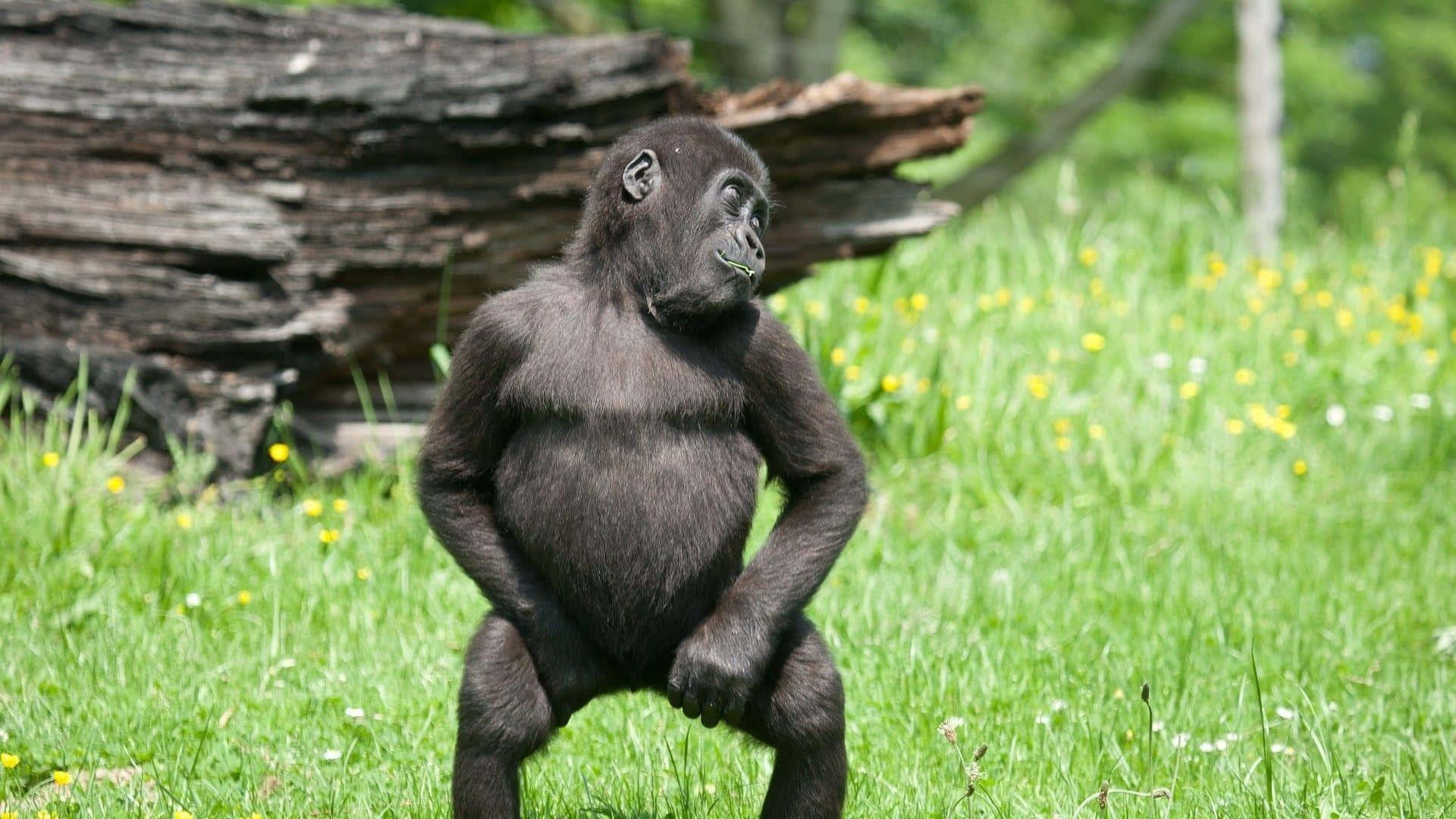 Mtoto wa Nyani Mwenye Kupendeza Picha ya Ukuta