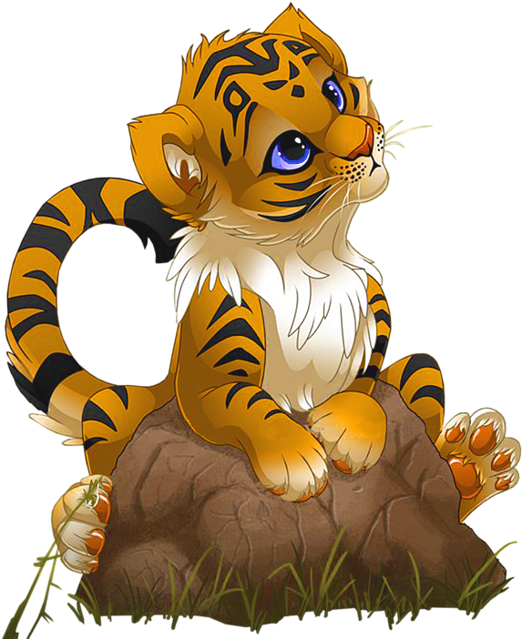 Mtoto wa Tiger Mwenye Mtindo wa Anime Mzuri Picha ya Ukuta