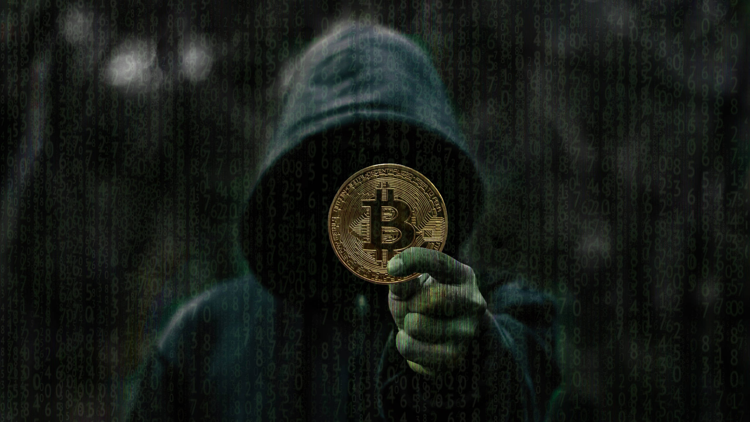 Mtu Asiyejulikana Akiwa na Asili ya Bitcoin Crypto Picha ya Ukuta