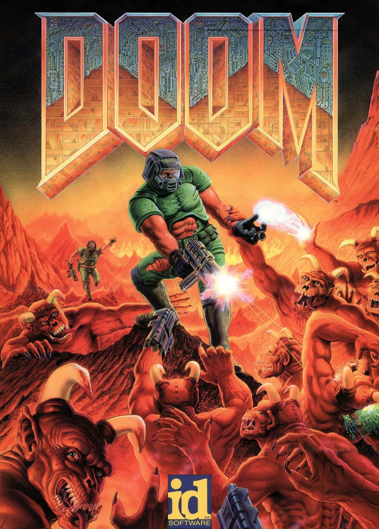 Mtu wa Doom Akizungusha Mnyama Pixel 3xl Mandhari ya Doom Eternal Picha ya Ukuta