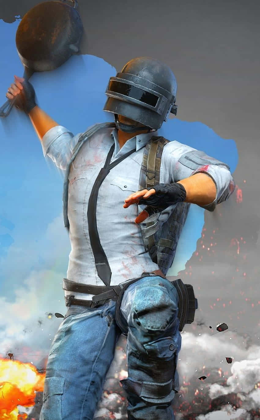 Mtu wa Kichwa cha Chuma na Sufuria ya Kukaranga Pixel 3 Playerunknown's Battlegrounds Background Picha ya Ukuta