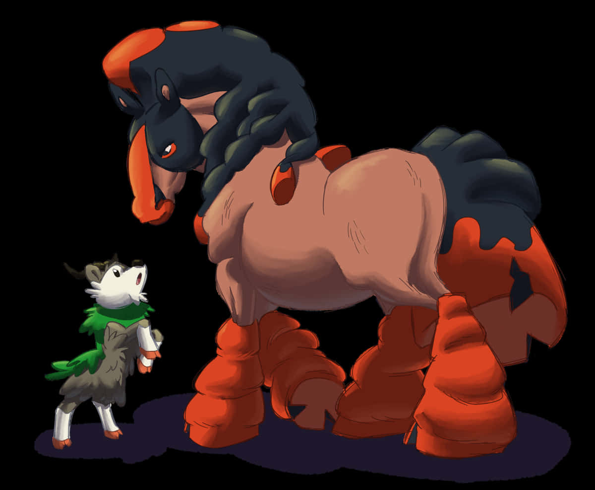 Mudsdale Tukufu na Skiddo katika mwonekano wa kusisimua. Picha ya Ukuta