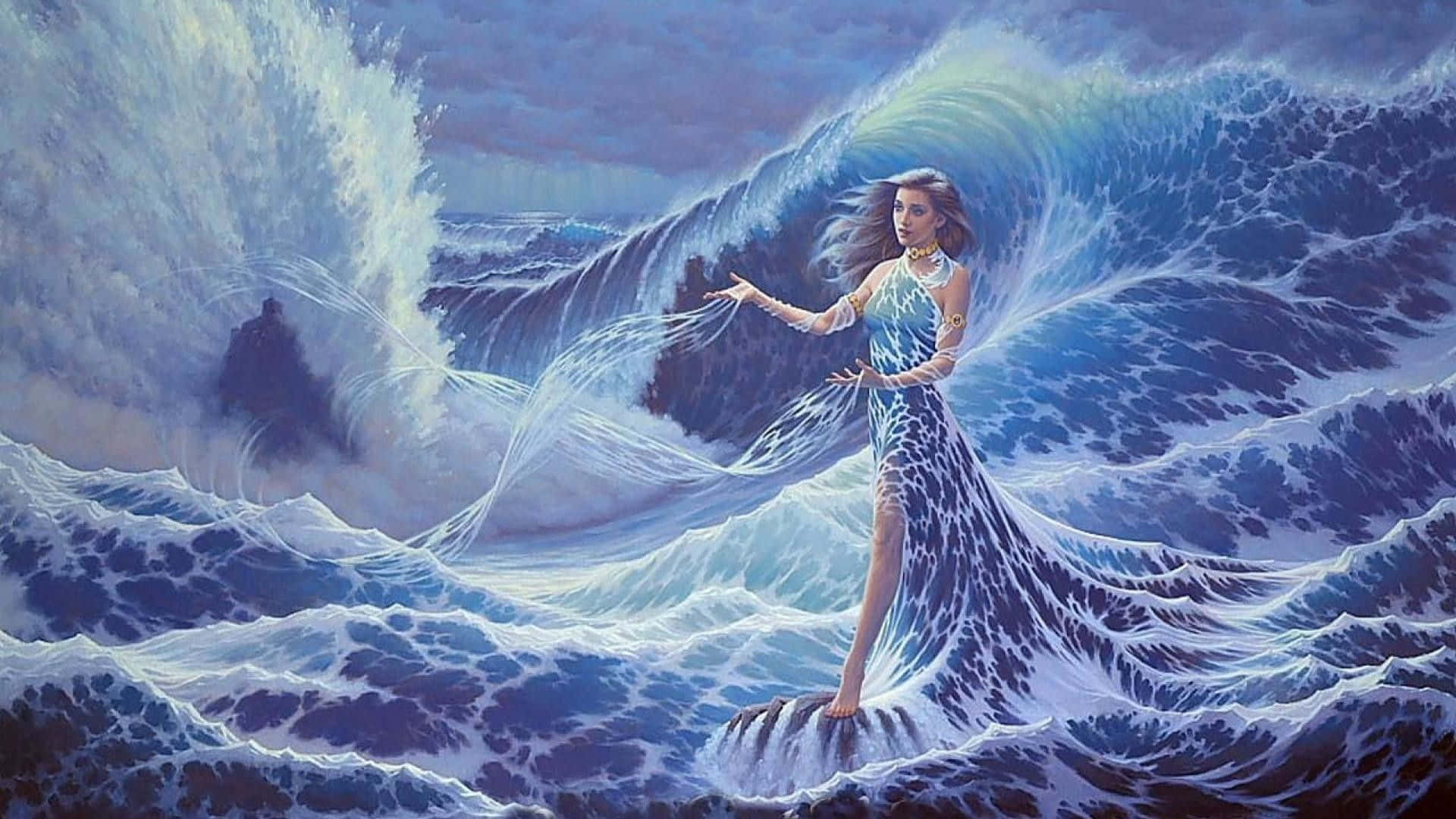 Mungu wa Mermaid Anadhibiti Mawimbi Picha ya Ukuta