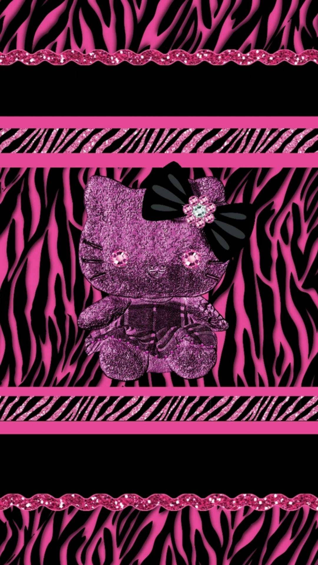 Muundo Mweusi wa Wanyama wa Hello Kitty Picha ya Ukuta